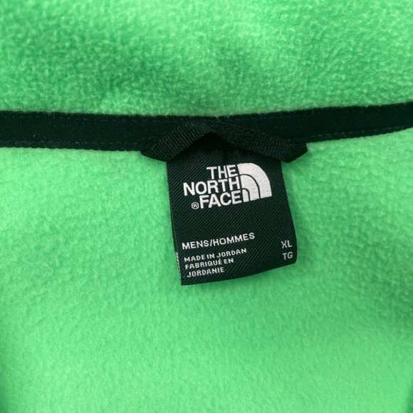 The North Face Neon Green Fleece Pullover Jacket Sweater Zip Pockets Men's XL - Picture 6 of 14